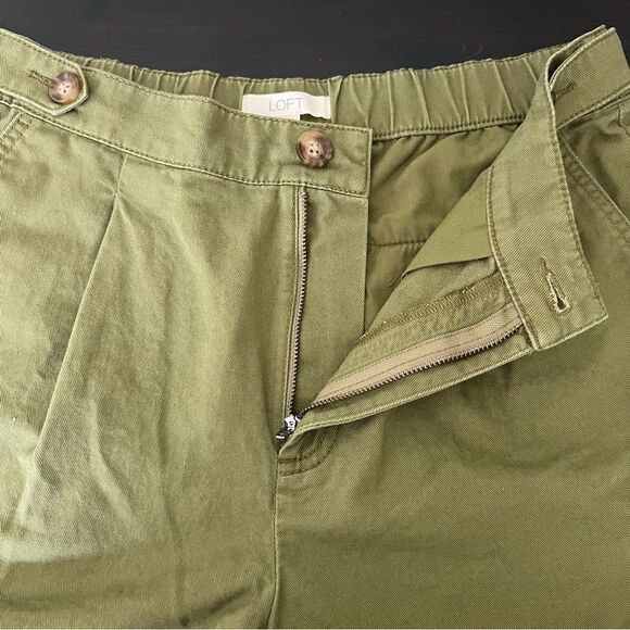 Loft Shorts Womens Size 8P Military Green High Waist Pockets Button Cotton - Picture 6 of 13